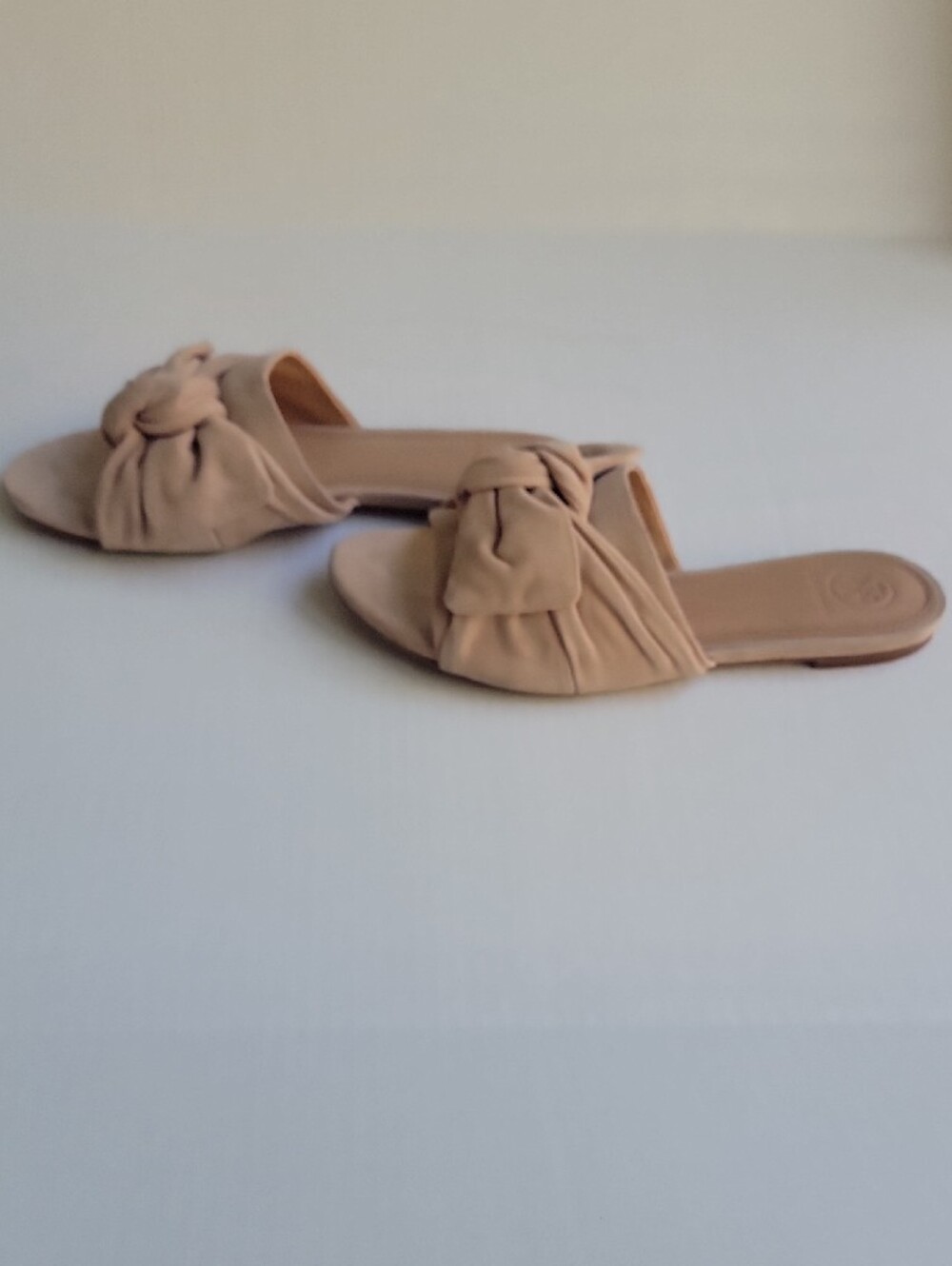 Tory Burch Nude Knotted Suede Slide Mules - Picture 4 of 6